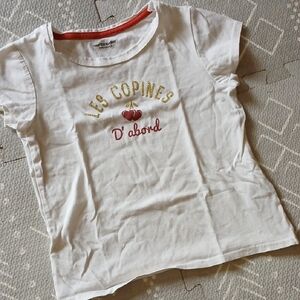 White Kids Tee with Cherry Embroidery